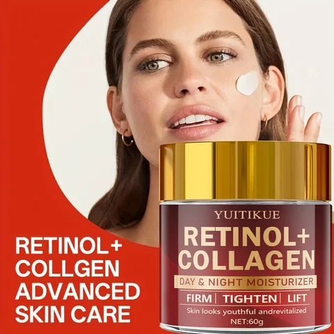 YUITIKUE Crema de colágeno de retinol 60 g - Hidratante de día y de noche, reafirma y levanta la piel, reduce las arrugas, aspecto juvenil, resultados rápidos