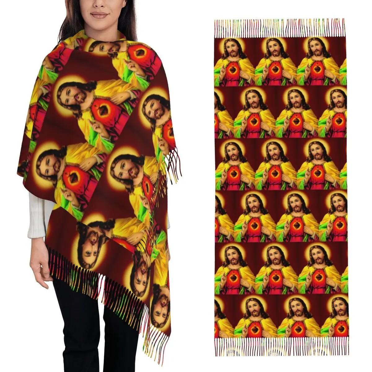 Sacred Heart Of Jesus Christian Catholic God Scarf Tassel Scarves Women Soft Warm Shawls and Wraps Long Fall Winter Shawl Wrap
Sacred Heart Of Jesus Christian Catholic God Scarf Tassel Scarves Women Soft Warm Shawls and Wraps Long Fall Winter Shawl Wrap