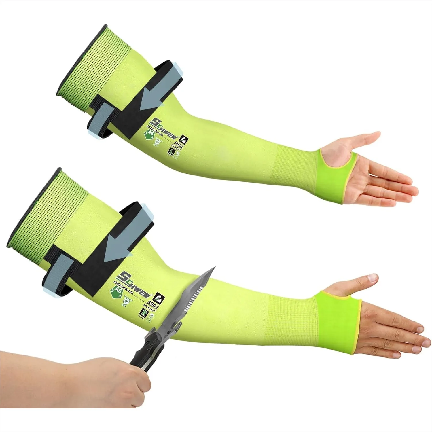 Cut Resistant Sleeves 18 inch with Thumb Hole for Arm Protection, Gardening, Metal Cutting, Kitchen, Pet Grooming, 1 Pair Yellow
Cut Resistant Sleeves 18 inch with Thumb Hole for Arm Protection, Gardening, Metal Cutting, Kitchen, Pet Grooming, 1 Pair Yellow