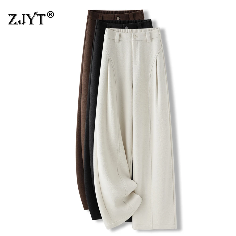 ZJYT шерстяные брюки для женщин, зима 2025 г., модные женские повседневные брюки, свободный крой, прямые брюки с эластичной резинкой на талии, белый, черный низ
ZJYT шерстяные брюки для женщин, зима 2025 г., модные женские повседневные брюки, свободный крой, прямые брюки с эластичной резинкой на талии, белый, черный низ
