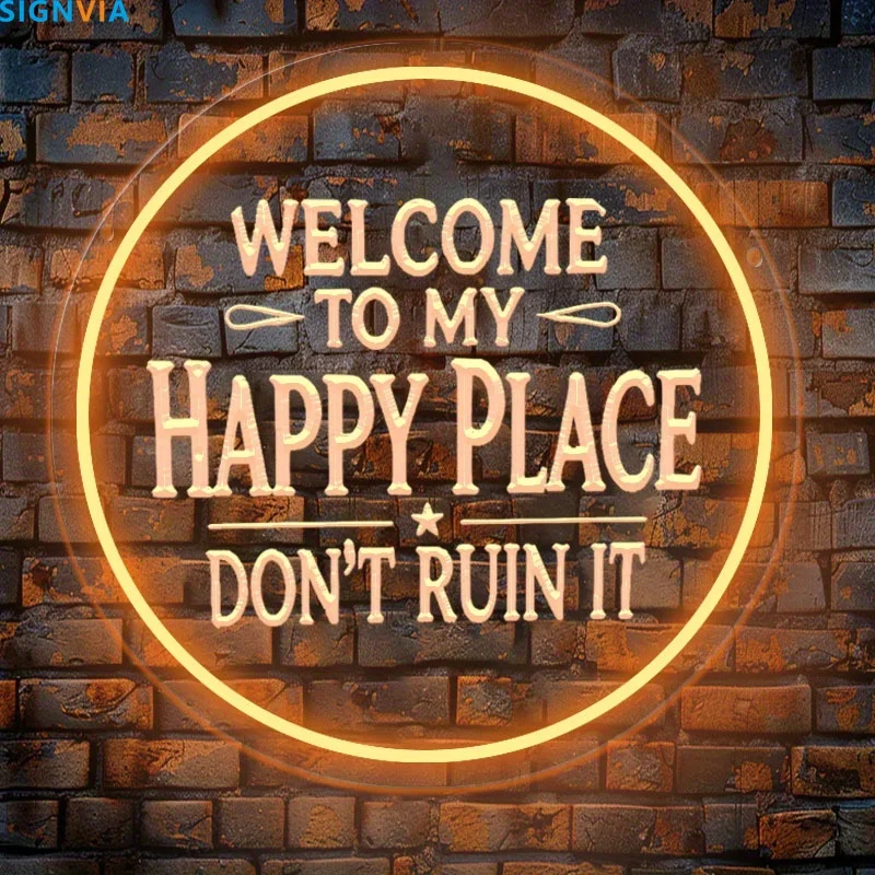 Custom "Welcome To My Happy Place" Round Aluminum Neon-Style Decor Sign Family Café Apartment Dining Living Room Holiday Gifts
Custom "Welcome To My Happy Place" Round Aluminum Neon-Style Decor Sign Family Café Apartment Dining Living Room Holiday Gifts