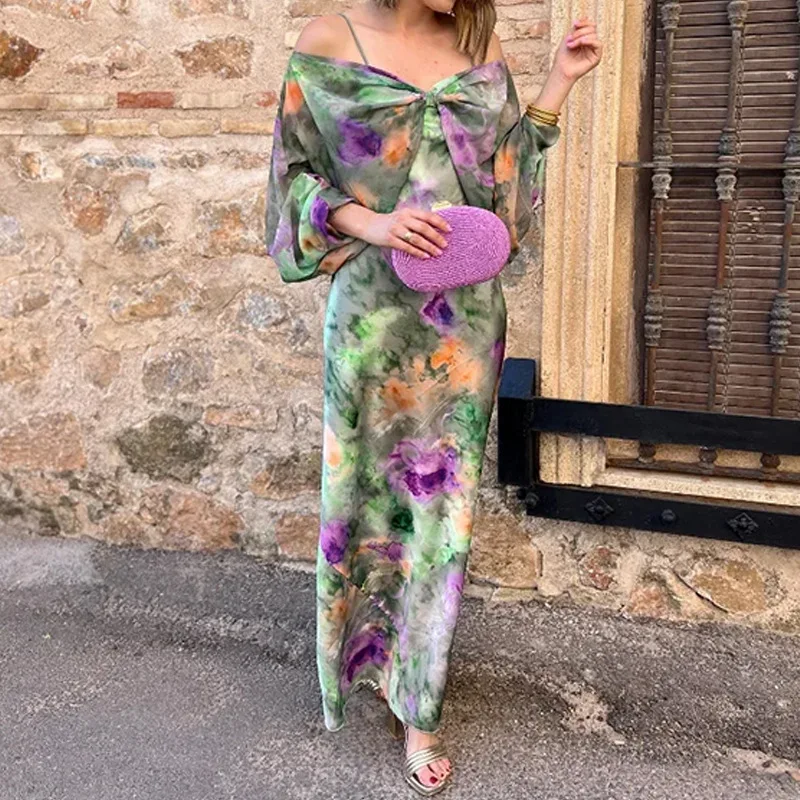 and American Women's Clothing Temperament Sexy One-word Shoulder Tie-dye Printing Suspender Shawl Fashion Suit Women
and American Women's Clothing Temperament Sexy One-word Shoulder Tie-dye Printing Suspender Shawl Fashion Suit Women