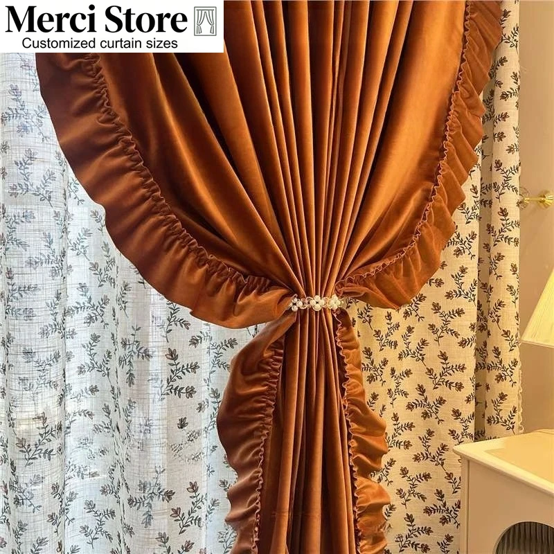 French Retro Australian Lace Printed Curtains Palace Girl Style Romantic Orange Curtains for Living Dining Room Bedroom Decor
French Retro Australian Lace Printed Curtains Palace Girl Style Romantic Orange Curtains for Living Dining Room Bedroom Decor