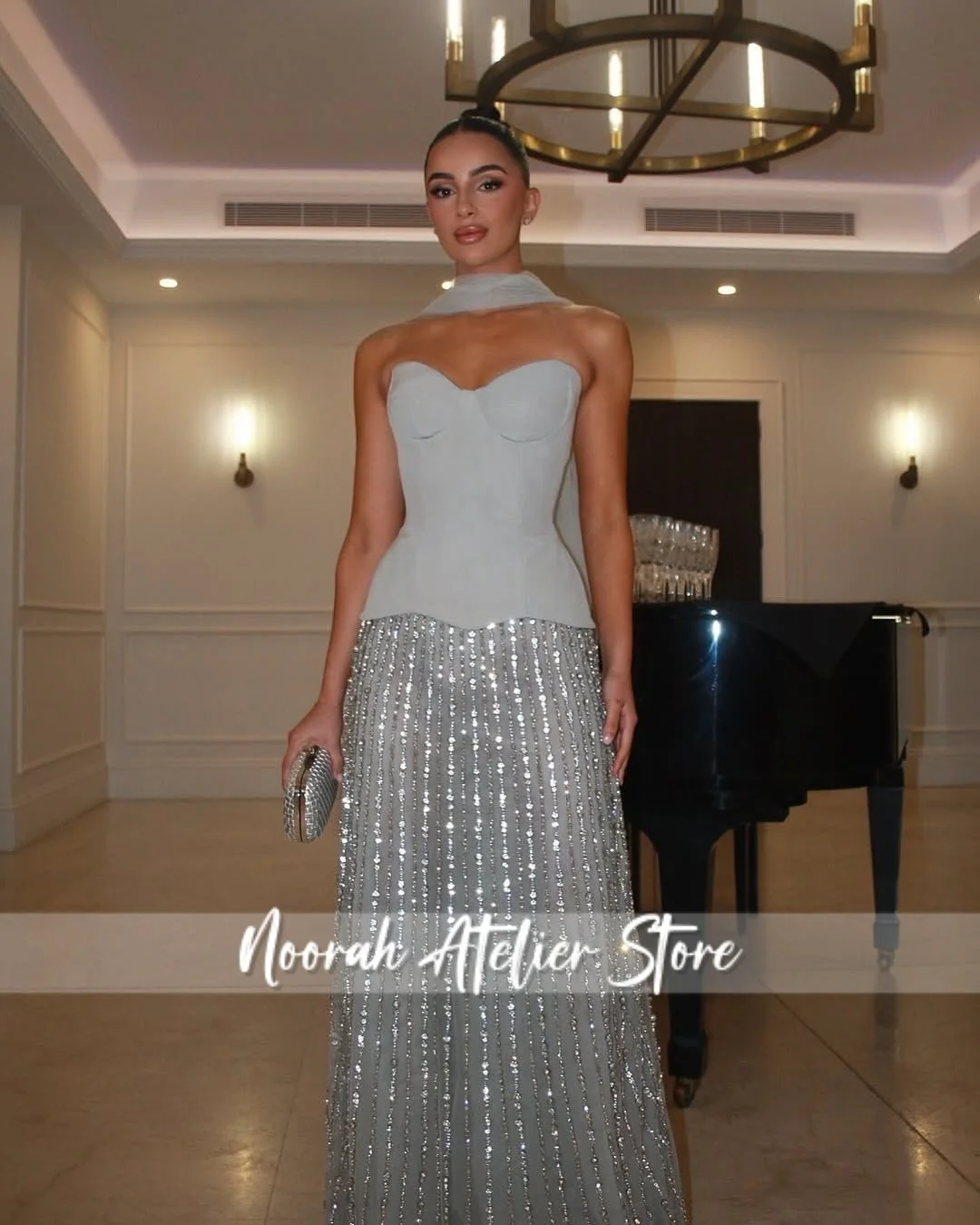Sparkly Grey Stole Strapless luxurious women's Evening Dresses 2025 Aline Ankle Length Women Dubai Party Long Dress Customized
Sparkly Grey Stole Strapless luxurious women's Evening Dresses 2025 Aline Ankle Length Women Dubai Party Long Dress Customized
