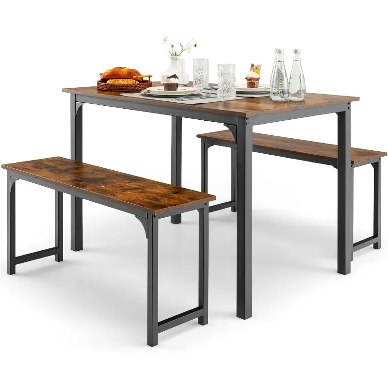 Dining Table Set for 4, Industrial Kitchen Table Set w/ 2 Benches, Space-Saving Dinette Set for Breakfast Nook, Dining R
Dining Table Set for 4, Industrial Kitchen Table Set w/ 2 Benches, Space-Saving Dinette Set for Breakfast Nook, Dining R