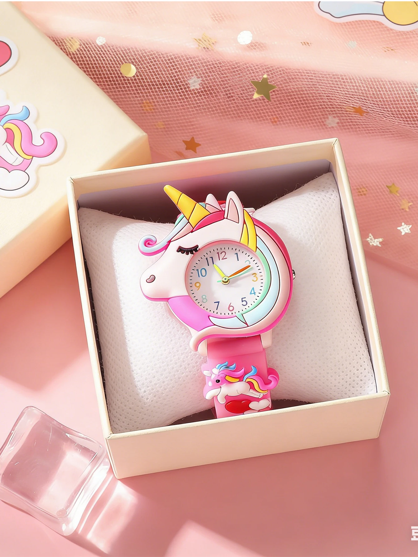 Unicorn Kids Analog Watch, Pink Silicone Strap Wristwatch with Cartoon Pattern, Educational Time Teacher for Girls, Perfect Gift
Unicorn Kids Analog Watch, Pink Silicone Strap Wristwatch with Cartoon Pattern, Educational Time Teacher for Girls, Perfect Gift