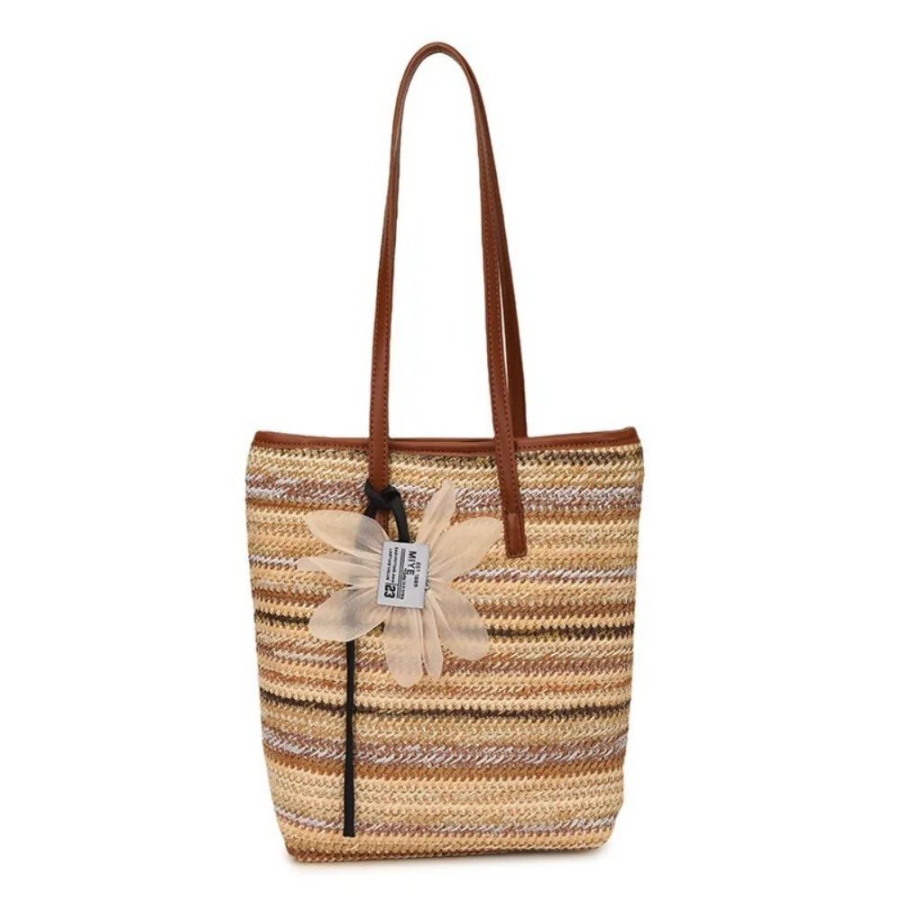 Bohemian Style Rainbow Woven Handbag Elegant with Flower Pendant Crochet Underarm Bag Sweet Beach Summer Bucket Bag Vacation
Bohemian Style Rainbow Woven Handbag Elegant with Flower Pendant Crochet Underarm Bag Sweet Beach Summer Bucket Bag Vacation
