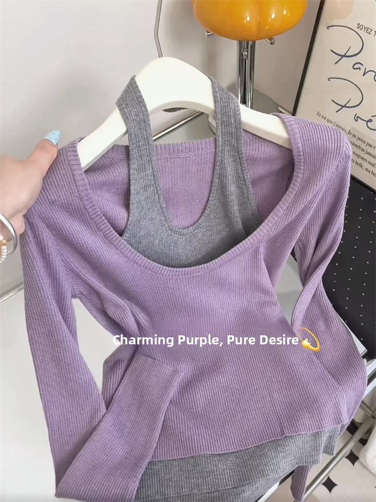 Korean Style Long Sleeve Knitted Neck Hanging Women's Slim Fit Top Early Autumn New Design Self Preservation Item Silk Blend
Korean Style Long Sleeve Knitted Neck Hanging Women's Slim Fit Top Early Autumn New Design Self Preservation Item Silk Blend