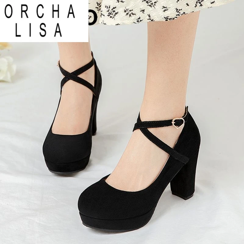 ORCHA LISA New Mary Janes Sexy Women Sandals Flock Suede Round Toe Block Heels 8.5cm Platform 5cm Buckle Strap Big Size 46 47 48
ORCHA LISA New Mary Janes Sexy Women Sandals Flock Suede Round Toe Block Heels 8.5cm Platform 5cm Buckle Strap Big Size 46 47 48