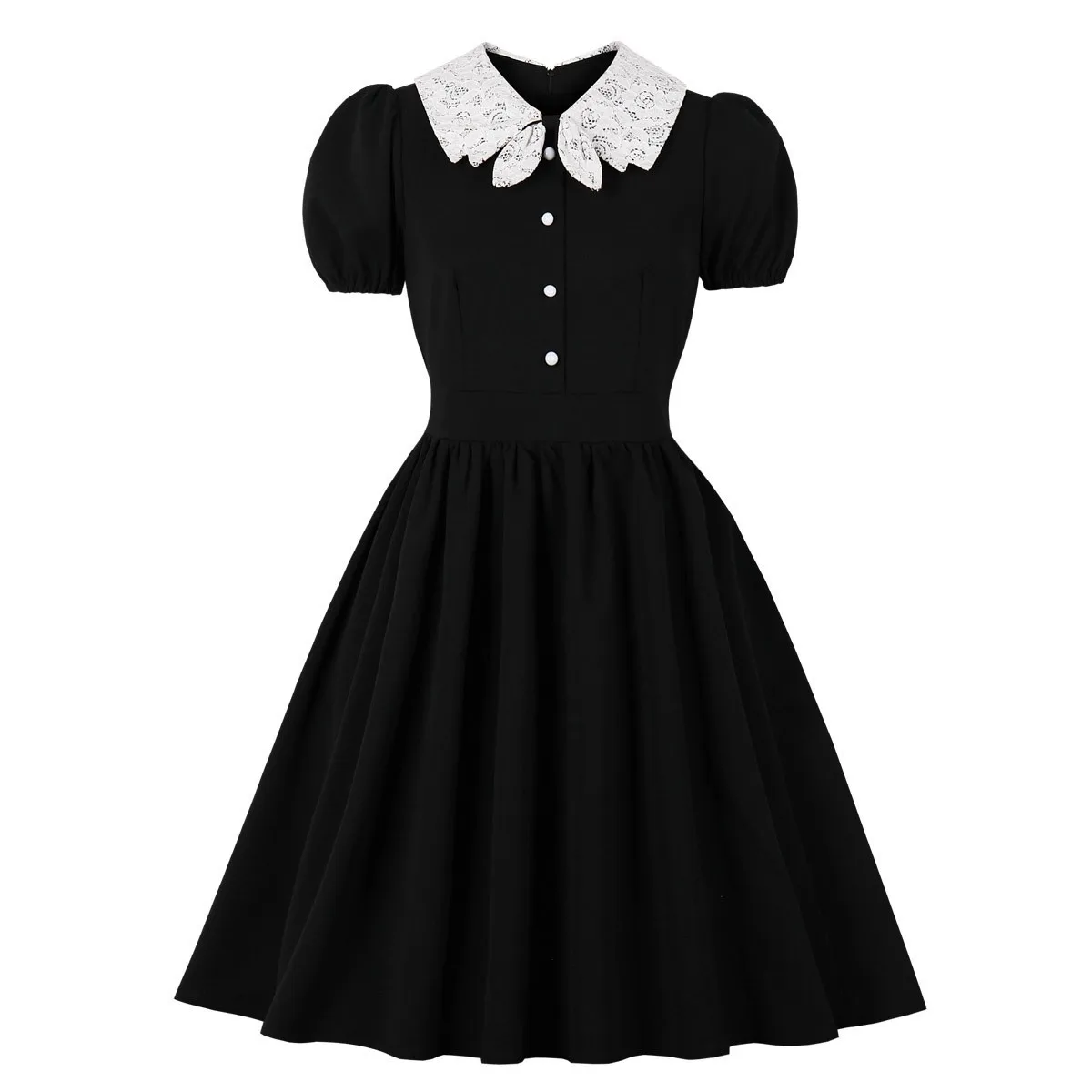 Summer Vintage Women Black Dress Short Sleeve Lace Cosplay Party Costume Vestidos Robe Pin Up Rockabilly Dress
Summer Vintage Women Black Dress Short Sleeve Lace Cosplay Party Costume Vestidos Robe Pin Up Rockabilly Dress