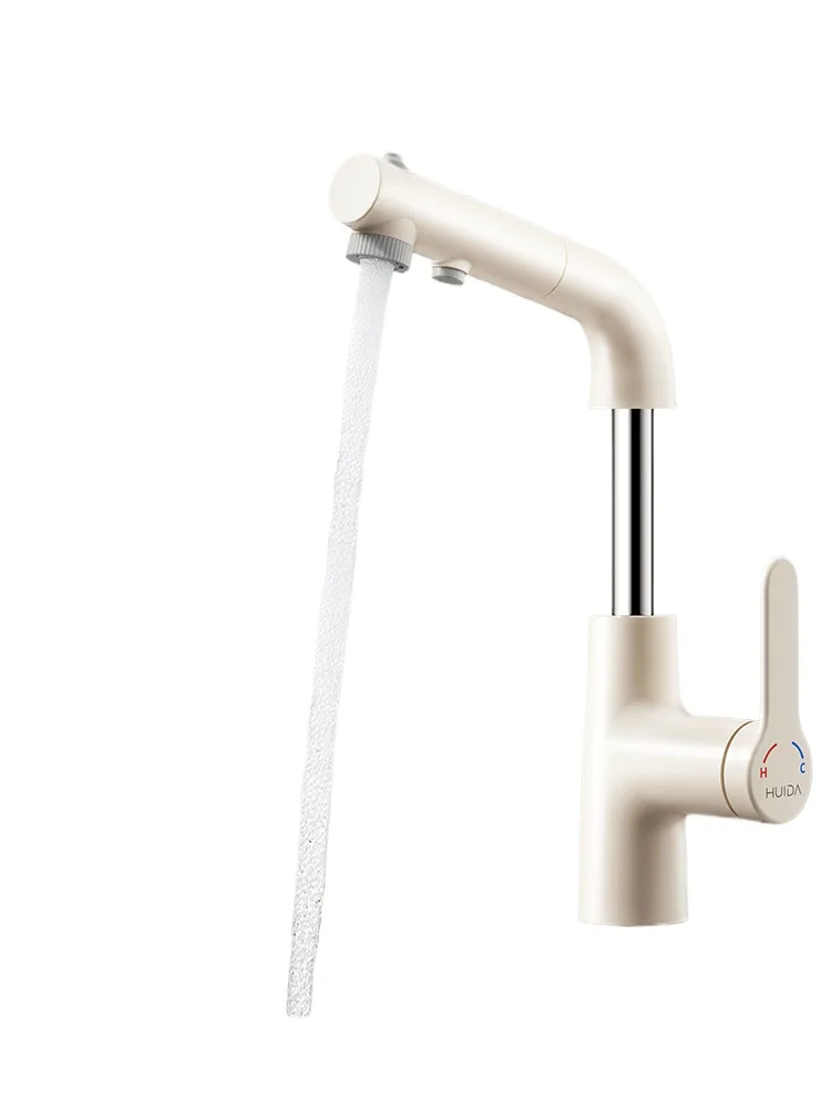 Household milk white wash basin lifting universal rotating hot and cold basin faucet
Household milk white wash basin lifting universal rotating hot and cold basin faucet