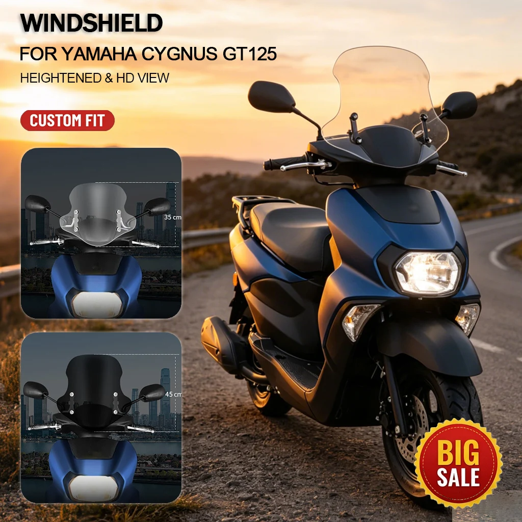 Motorcycle Windshield Windscreen FOR Yamaha Cygnus GT125 GT 125 Scooter Front Wind Deflector Rain Guard Heightened Modified Part
Motorcycle Windshield Windscreen FOR Yamaha Cygnus GT125 GT 125 Scooter Front Wind Deflector Rain Guard Heightened Modified Part