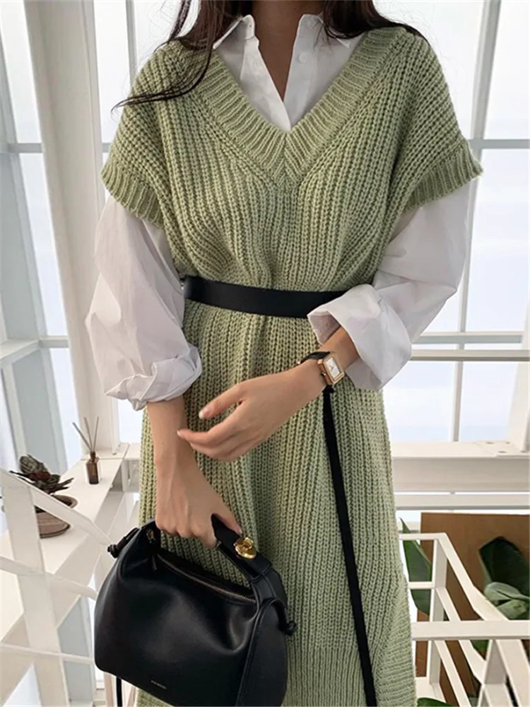 2022 New Autumn Winter Long Sleeve Knitted Loose Dress Ladies Vintage Casual Knitwear Green Woolen Chic Dress Women
2022 New Autumn Winter Long Sleeve Knitted Loose Dress Ladies Vintage Casual Knitwear Green Woolen Chic Dress Women