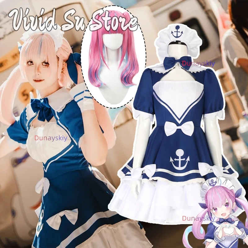 Virtual YouTuber Minato Aqua Cosplay Costume Double Ponytail Wig BlueMaid Dress Lolita Fashion Uniform Anime Party Suit Roleplay
Virtual YouTuber Minato Aqua Cosplay Costume Double Ponytail Wig BlueMaid Dress Lolita Fashion Uniform Anime Party Suit Roleplay
