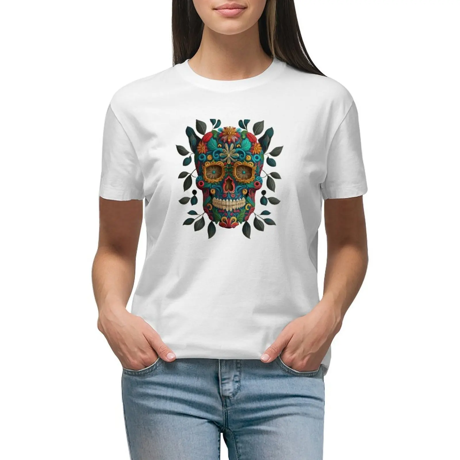 Deluxe design made of embroidery skull textile Day of the Dead, Dia de los Muertos T-shirt
Deluxe design made of embroidery skull textile Day of the Dead, Dia de los Muertos T-shirt