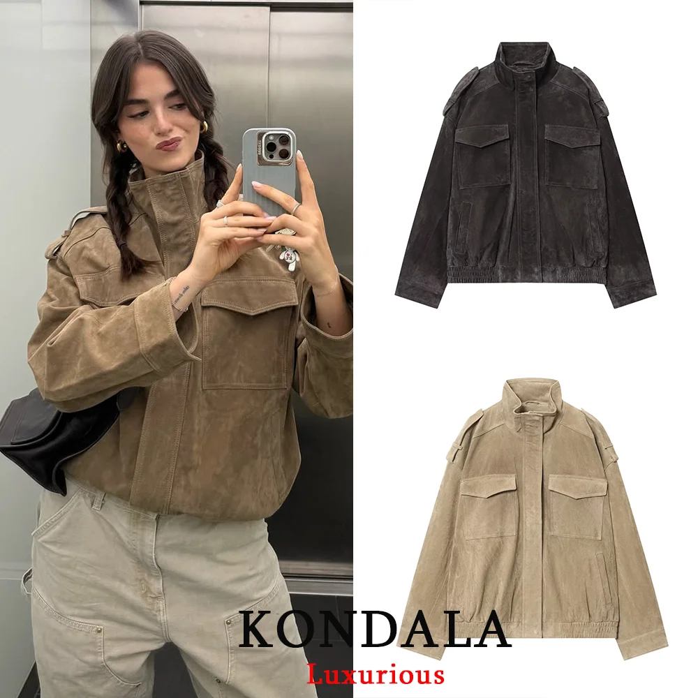 KONDALA Casual Chic Khaki Suede Women Jackets Long Sleeve Buttons Pockets Coats Fashion 2025 Autumn Winter Streetwear Outwears
KONDALA Casual Chic Khaki Suede Women Jackets Long Sleeve Buttons Pockets Coats Fashion 2025 Autumn Winter Streetwear Outwears