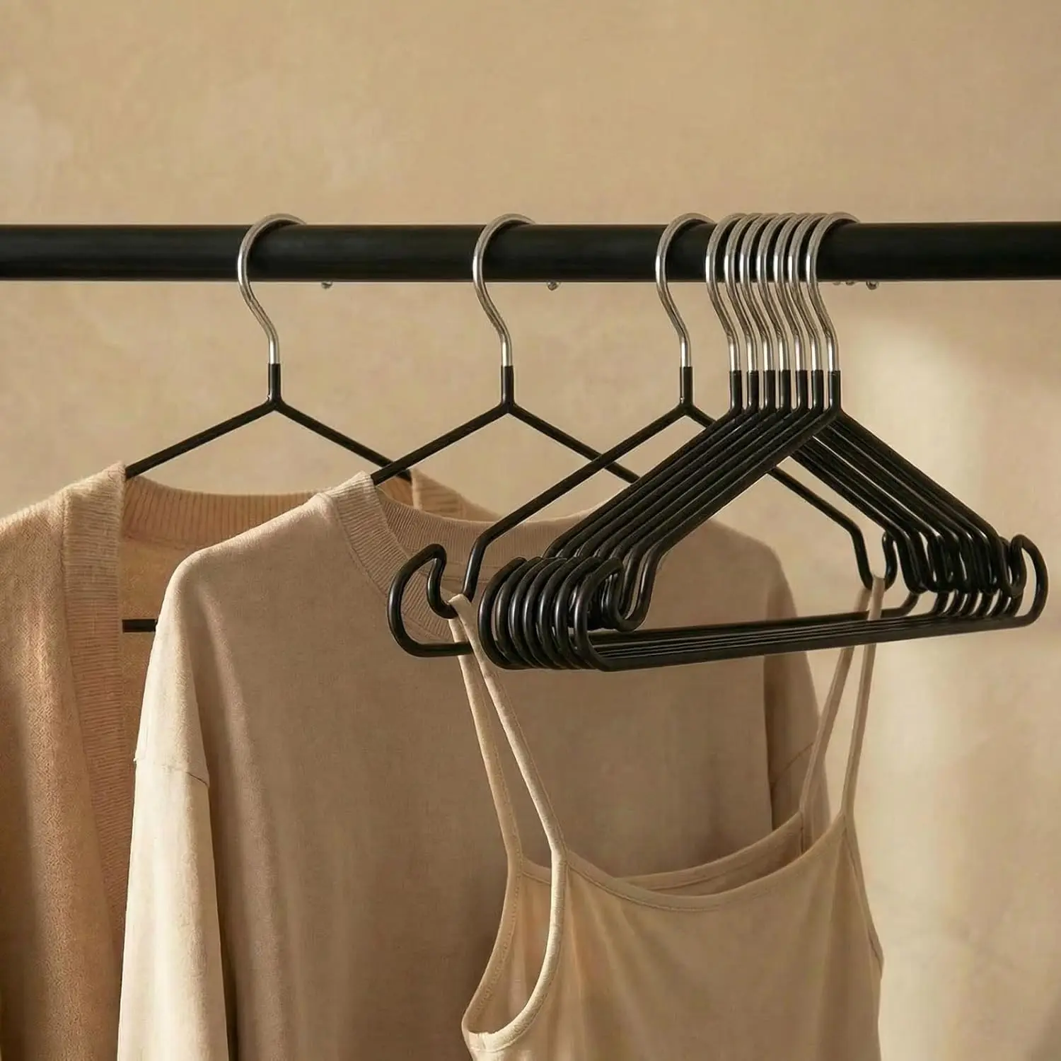 Black Metal Clothes Hangers, 20 Pack, 15.7" Space-Saving Non-Slip Hangers with Deep Shoulder Notches for Dresses and Camisoles
Black Metal Clothes Hangers, 20 Pack, 15.7" Space-Saving Non-Slip Hangers with Deep Shoulder Notches for Dresses and Camisoles
