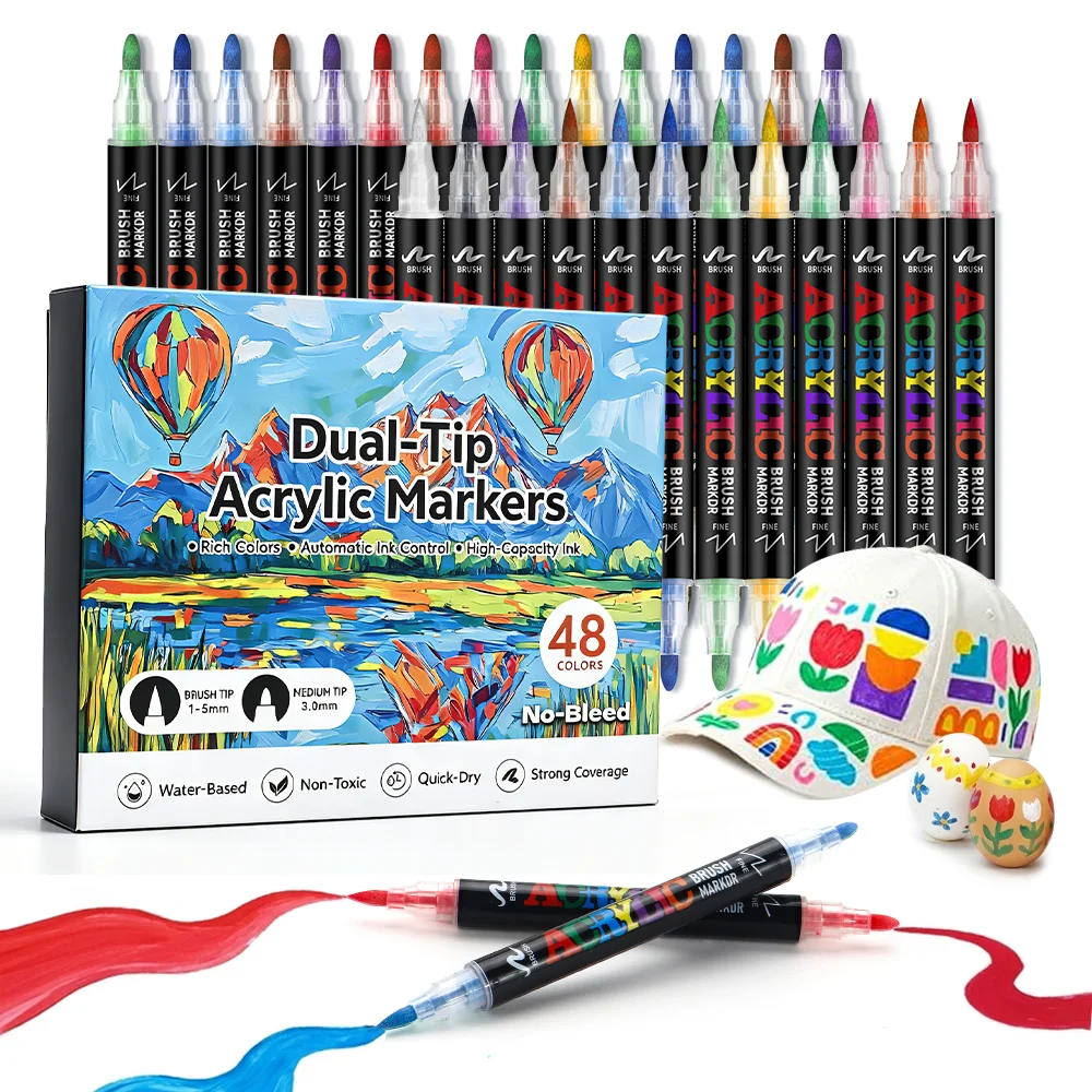 Dual Tip Acrylic Marker Pens Water Based Non-Bleeding Paint Pen DIY Craft Canvas Mug Glass Fabric Art Drawing Graffiti Painting
Dual Tip Acrylic Marker Pens Water Based Non-Bleeding Paint Pen DIY Craft Canvas Mug Glass Fabric Art Drawing Graffiti Painting