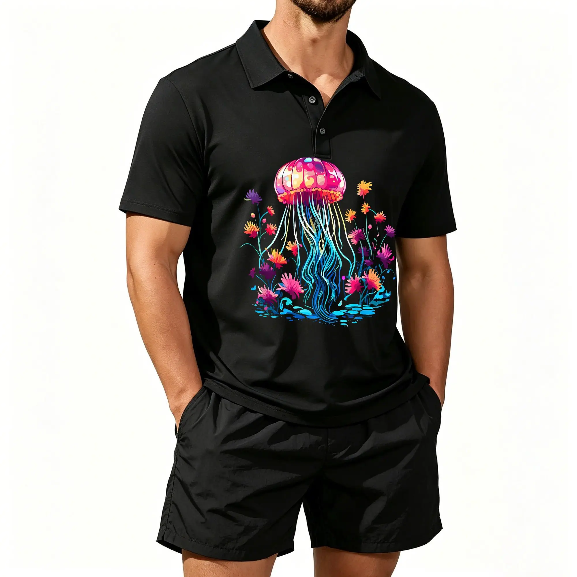 Men's Short-Sleeved Polo Set, Print: Colorful Hearts, Goats, Farm Animals, Valentine's Day Theme, Suitable for Everyday Wear and Outdoor Activities, Soft and Breathable Fabric, Machine Washable
Men's Short-Sleeved Polo Set, Print: Colorful Hearts, Goats, Farm Animals, Valentine's Day Theme, Suitable for Everyday Wear and Outdoor Activities, Soft and Breathable Fabric, Machine Washable