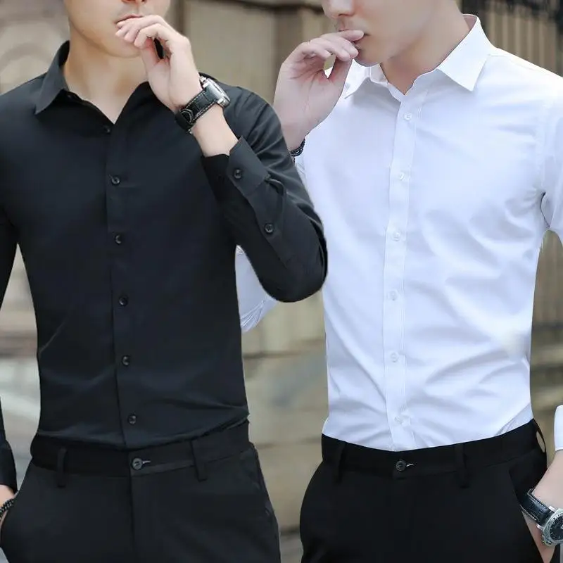 Slim Fit Long Sleeve White Shirt for Men Business Formal Workwear Pure Color Suit Shirt Iron Free Professional Office Wear
Slim Fit Long Sleeve White Shirt for Men Business Formal Workwear Pure Color Suit Shirt Iron Free Professional Office Wear