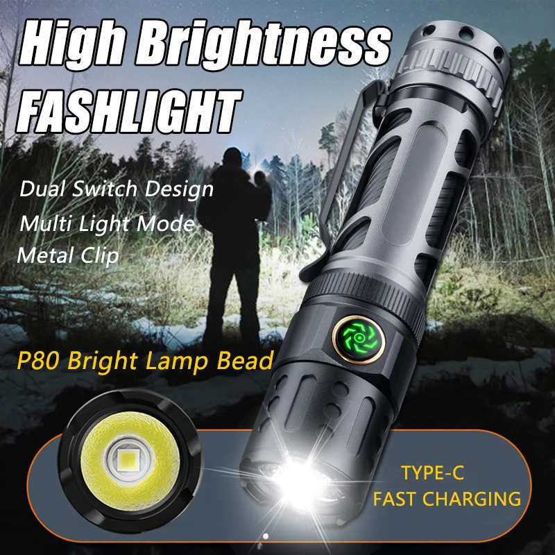 Multi Functional LED Tactical Flashlight, Aluminum Alloy Dual Switch Rechargeable Outdoor Emergency Work Light with Pen Clip
Multi Functional LED Tactical Flashlight, Aluminum Alloy Dual Switch Rechargeable Outdoor Emergency Work Light with Pen Clip