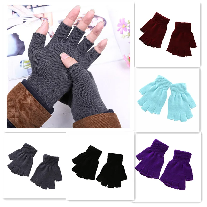 Half Finger Knitted Black Gloves Unisex Winter Warm Knitted Women Men's Solid Black Gray Fingerless Stretchy Elastic Mittens
Half Finger Knitted Black Gloves Unisex Winter Warm Knitted Women Men's Solid Black Gray Fingerless Stretchy Elastic Mittens
