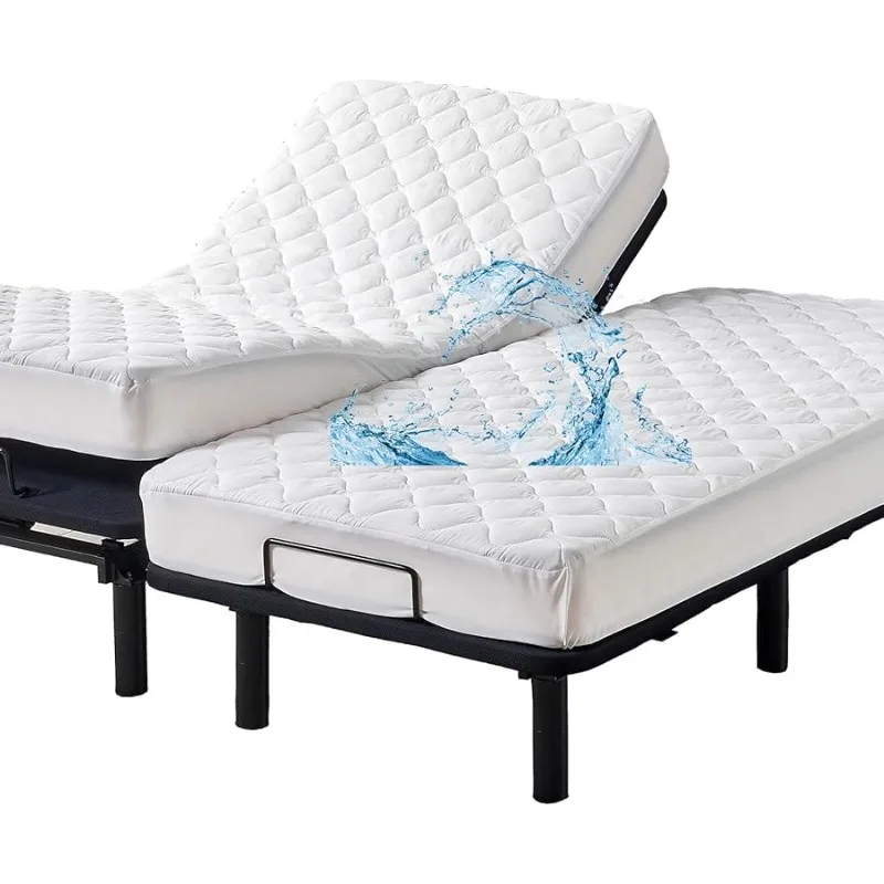 Waterproof Quilted Split King Mattress Protector Pad for Adjustable Bed Noiseless Fitted Mattress Co er Soft Padded Topper with 
Waterproof Quilted Split King Mattress Protector Pad for Adjustable Bed Noiseless Fitted Mattress Co er Soft Padded Topper with
