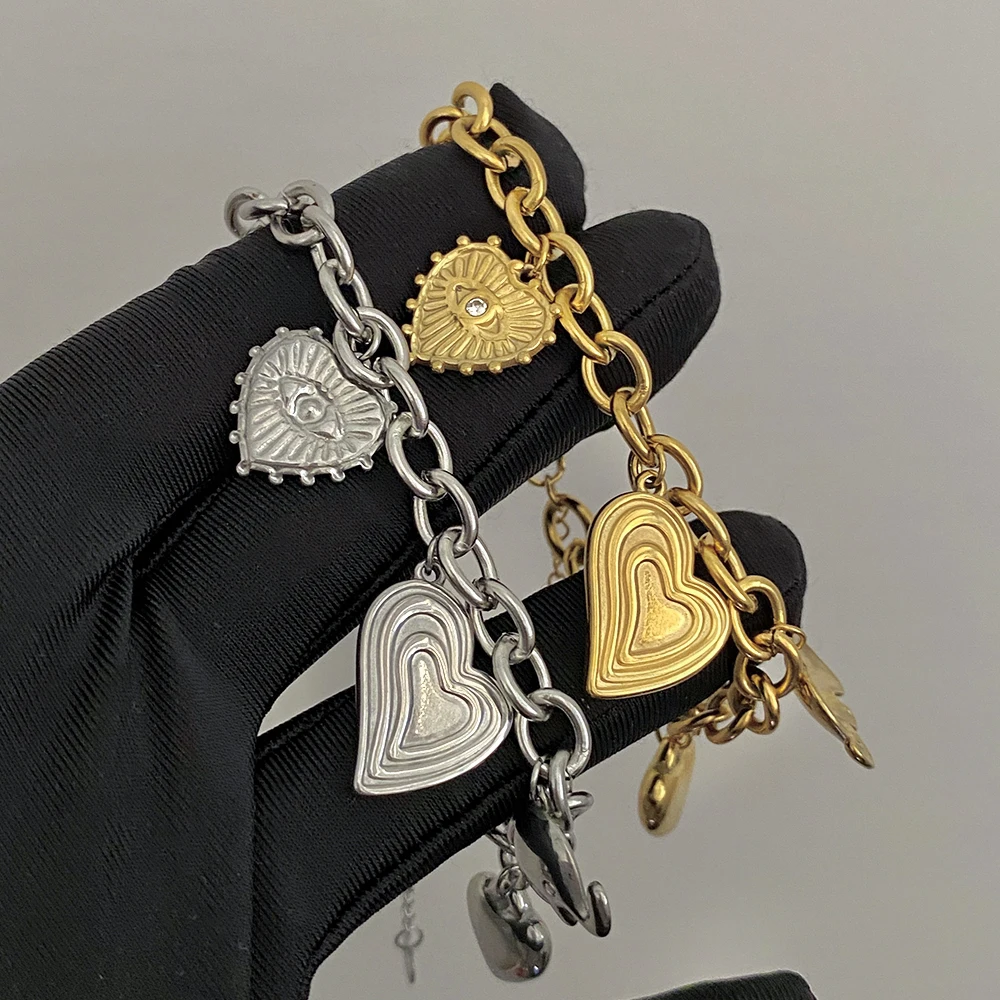 Freetry New Design Stainless Steel Multi Heart Pendant Bracelet for Women Waterproof Chain Bracelet Valentine's Day Jewelry Gift
Freetry New Design Stainless Steel Multi Heart Pendant Bracelet for Women Waterproof Chain Bracelet Valentine's Day Jewelry Gift