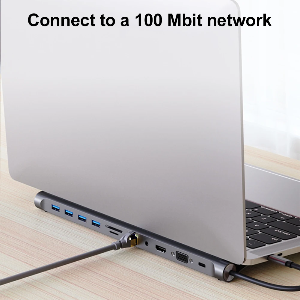 11 in 1 USB C Docking Station with 4K HDMI-Compatible VGA Ethernet Type C Hub 1* USB 3.0 3*USB2.0 Multiport Adapter for MacBook
11 in 1 USB C Docking Station with 4K HDMI-Compatible VGA Ethernet Type C Hub 1* USB 3.0 3*USB2.0 Multiport Adapter for MacBook