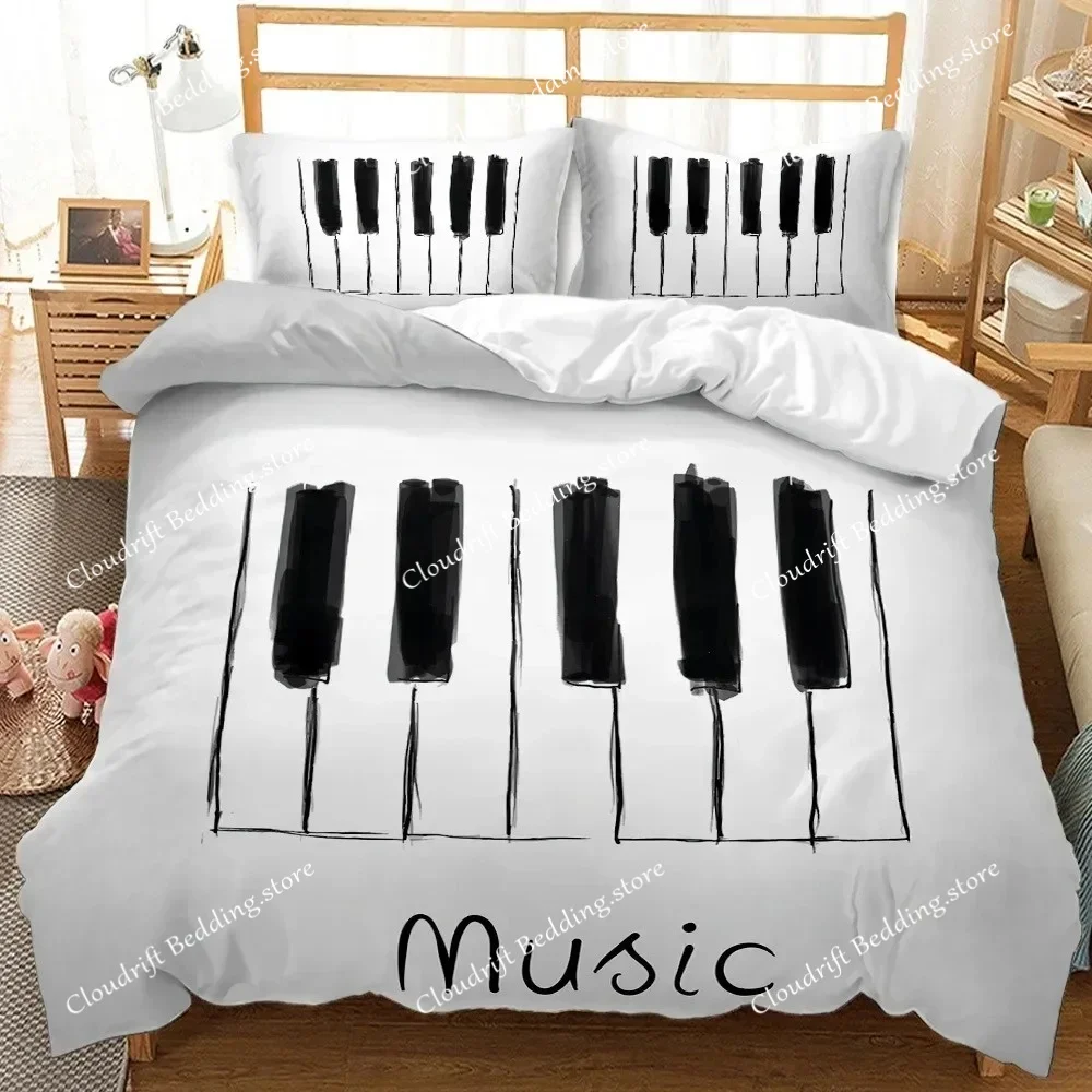 Piano Keys King Queen Duvet Cover 3D Cartoon Musical Notes Bedding Set for Boys Teens Adult Fashion Music Polyester Quilt Cover
Piano Keys King Queen Duvet Cover 3D Cartoon Musical Notes Bedding Set for Boys Teens Adult Fashion Music Polyester Quilt Cover