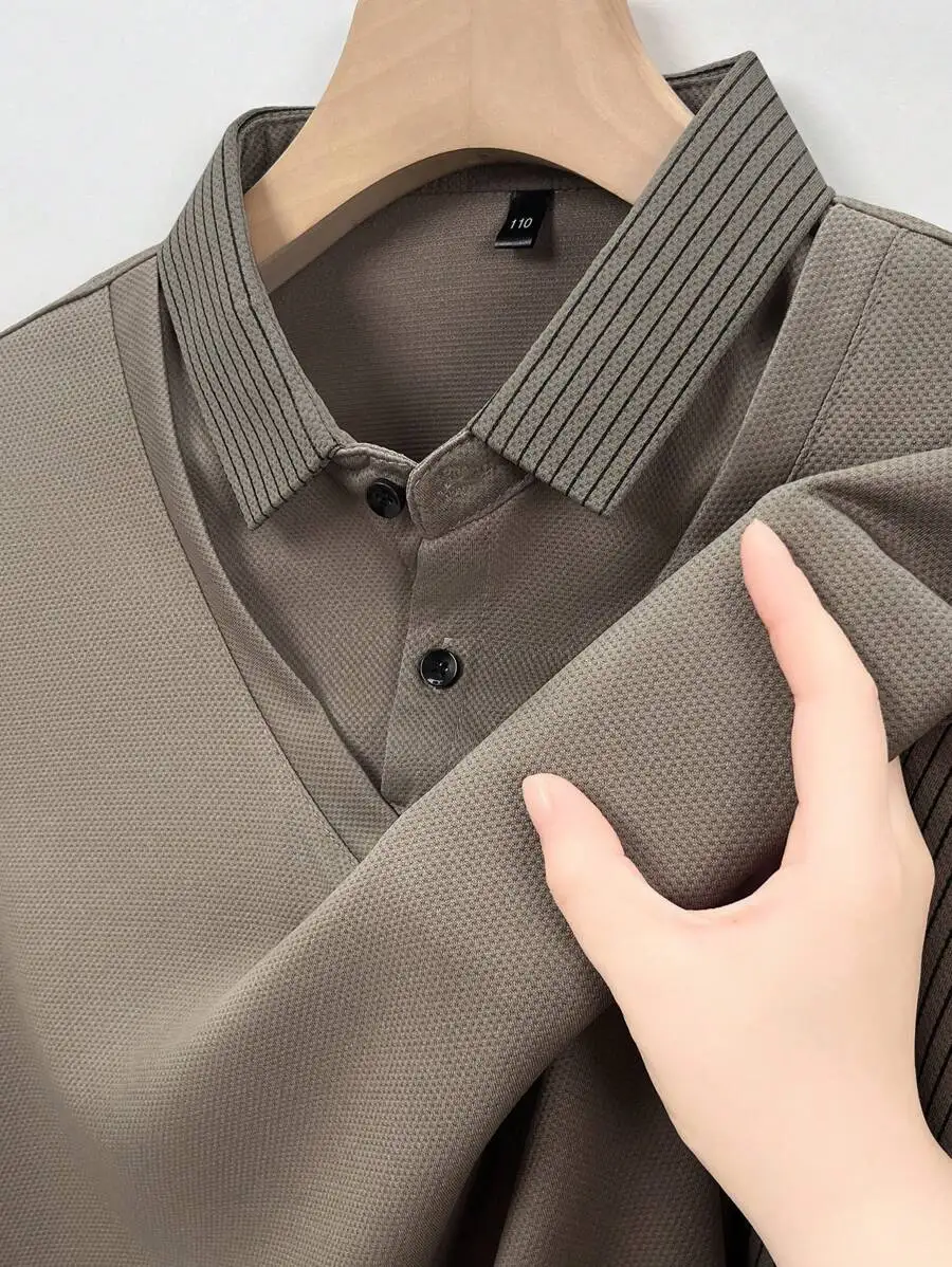 Мужская рубашка-поло с длинным рукавом, текстурированная, с полосатым воротником, в стиле бизнес-кэжуал
Мужская рубашка-поло с длинным рукавом, текстурированная, с полосатым воротником, в стиле бизнес-кэжуал