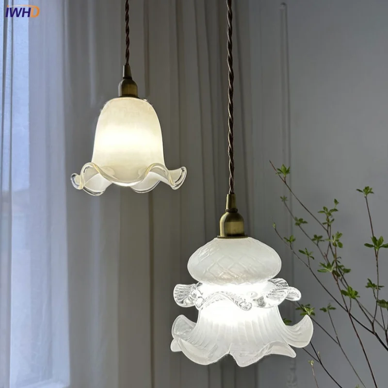 IWHD Copper Socket LED Pendant Light Fixture Bedroom Dining Room Study Wire Adjustable Home Decor Flower Glass Hang Lamp Lampara
IWHD Copper Socket LED Pendant Light Fixture Bedroom Dining Room Study Wire Adjustable Home Decor Flower Glass Hang Lamp Lampara