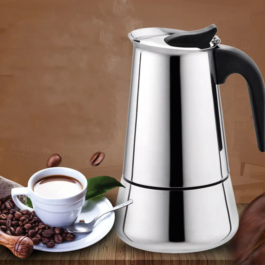 1Pcs 300Ml Stainless Steel Espresso Coffee Pot Maker Fine Workmanship Full-Bodied Flavor Safety Pressure Release Coffee
1Pcs 300Ml Stainless Steel Espresso Coffee Pot Maker Fine Workmanship Full-Bodied Flavor Safety Pressure Release Coffee
