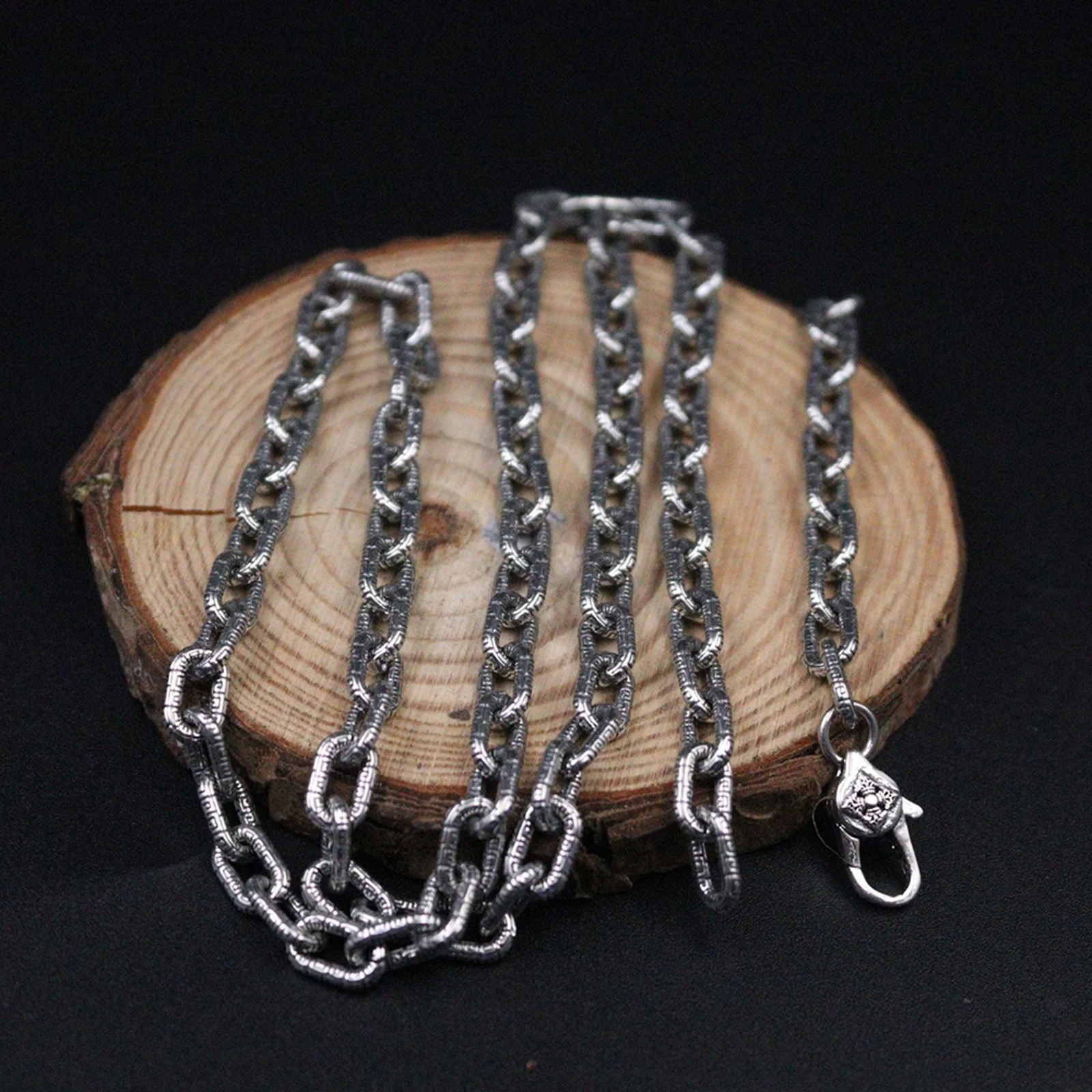 925 Sterling Silver Necklace For Men Cable Chain 5.5mmW Vintage Pattern Silver Thai Silver Chain Male's Chain 26''L Gift
925 Sterling Silver Necklace For Men Cable Chain 5.5mmW Vintage Pattern Silver Thai Silver Chain Male's Chain 26''L Gift