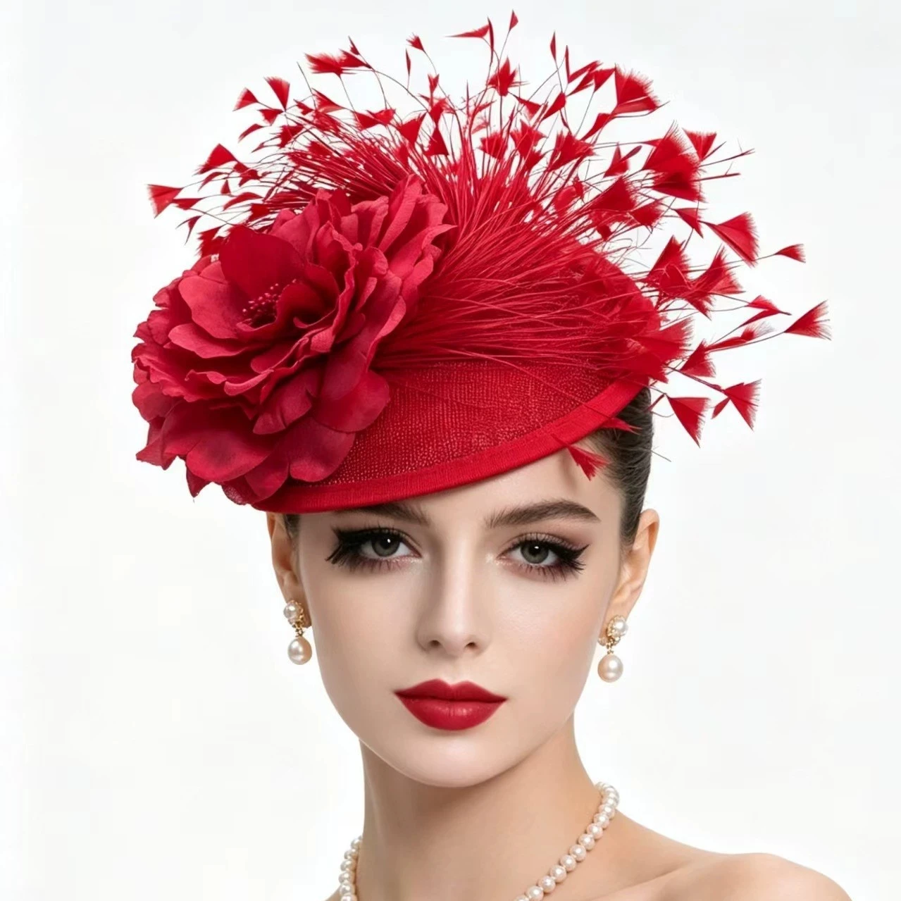 Women British Elegant Ascot Hat Feather Fascinator Tulle Bridal Wedding Party Hair Accessory
Women British Elegant Ascot Hat Feather Fascinator Tulle Bridal Wedding Party Hair Accessory