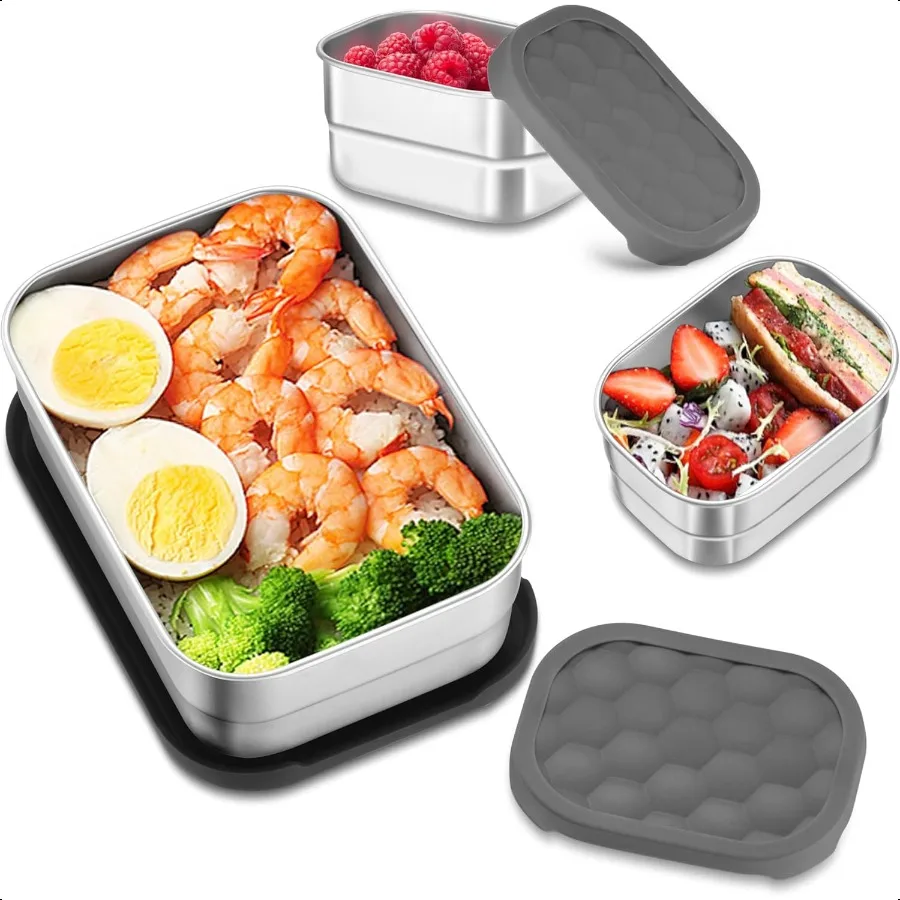 Stainl Steel Lunch Box for Leak Proof Food Storage Containers with Silicone Lids Easy Open Bento Box for School and Daycare Por
Stainl Steel Lunch Box for Leak Proof Food Storage Containers with Silicone Lids Easy Open Bento Box for School and Daycare Por