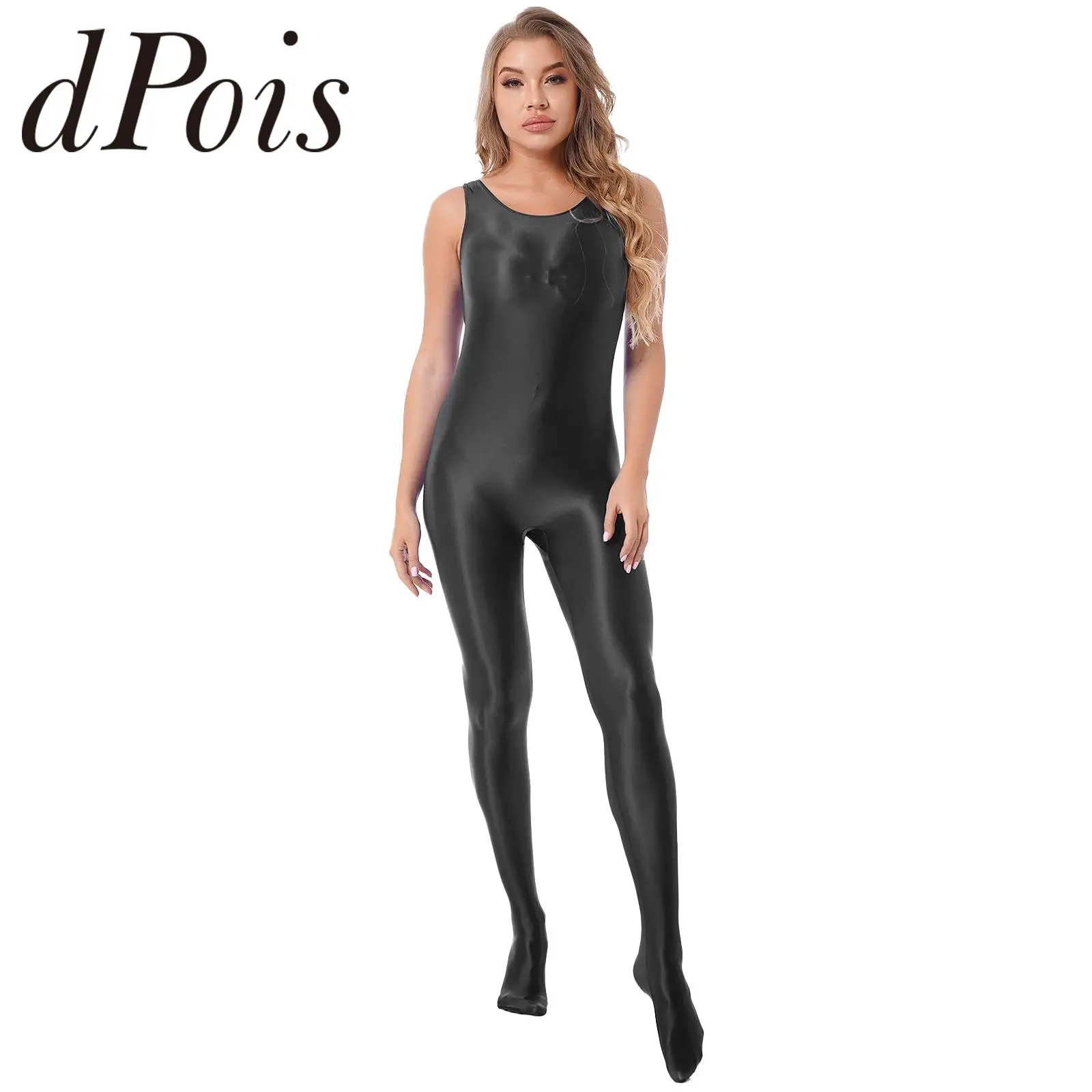 Womens Swimsuit Glossy Lingerie Sleeveless Full Body Bodysuit for Yoga Gymnastics Fitness Swimming Suit Pole Dance Clubwear
Womens Swimsuit Glossy Lingerie Sleeveless Full Body Bodysuit for Yoga Gymnastics Fitness Swimming Suit Pole Dance Clubwear