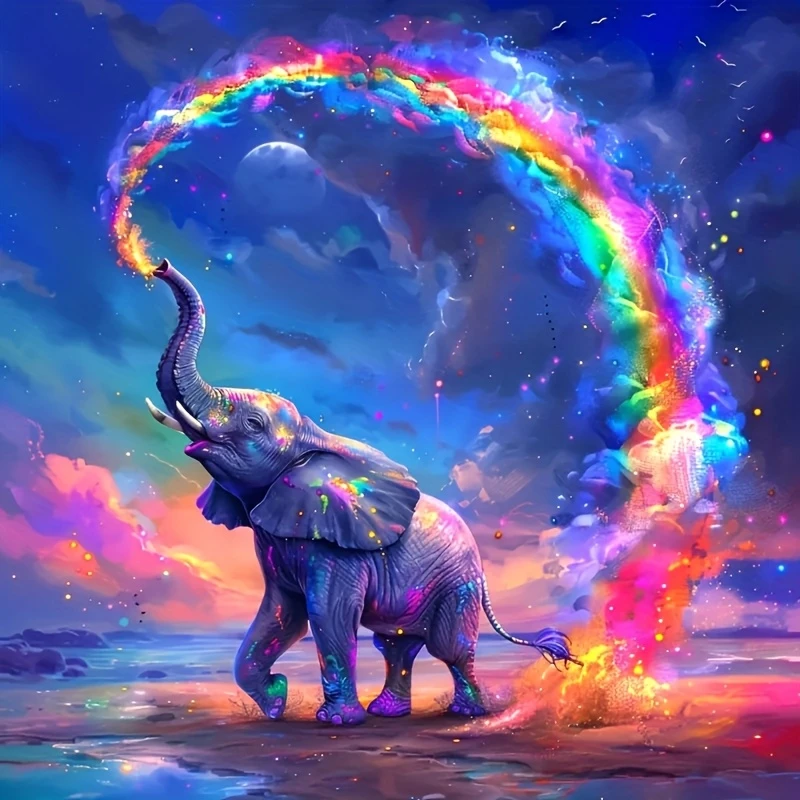 DIY Rainbow Elephant Jigsaw Puzzle, Colorful Elephant Spraying Rainbow Water Under Starry Sky, Whimsical Art Decor
DIY Rainbow Elephant Jigsaw Puzzle, Colorful Elephant Spraying Rainbow Water Under Starry Sky, Whimsical Art Decor