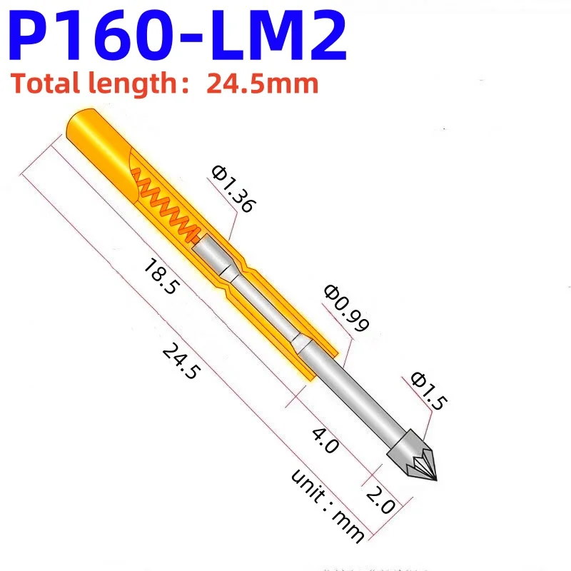 20/100PCS P160-LM2 Spring Test Probe Brass Tube Spring Test Pin 24.5mm Needle Dia 1.36mm Pogo Pin P160-LM Head 1.50mm Test Tool
20/100PCS P160-LM2 Spring Test Probe Brass Tube Spring Test Pin 24.5mm Needle Dia 1.36mm Pogo Pin P160-LM Head 1.50mm Test Tool