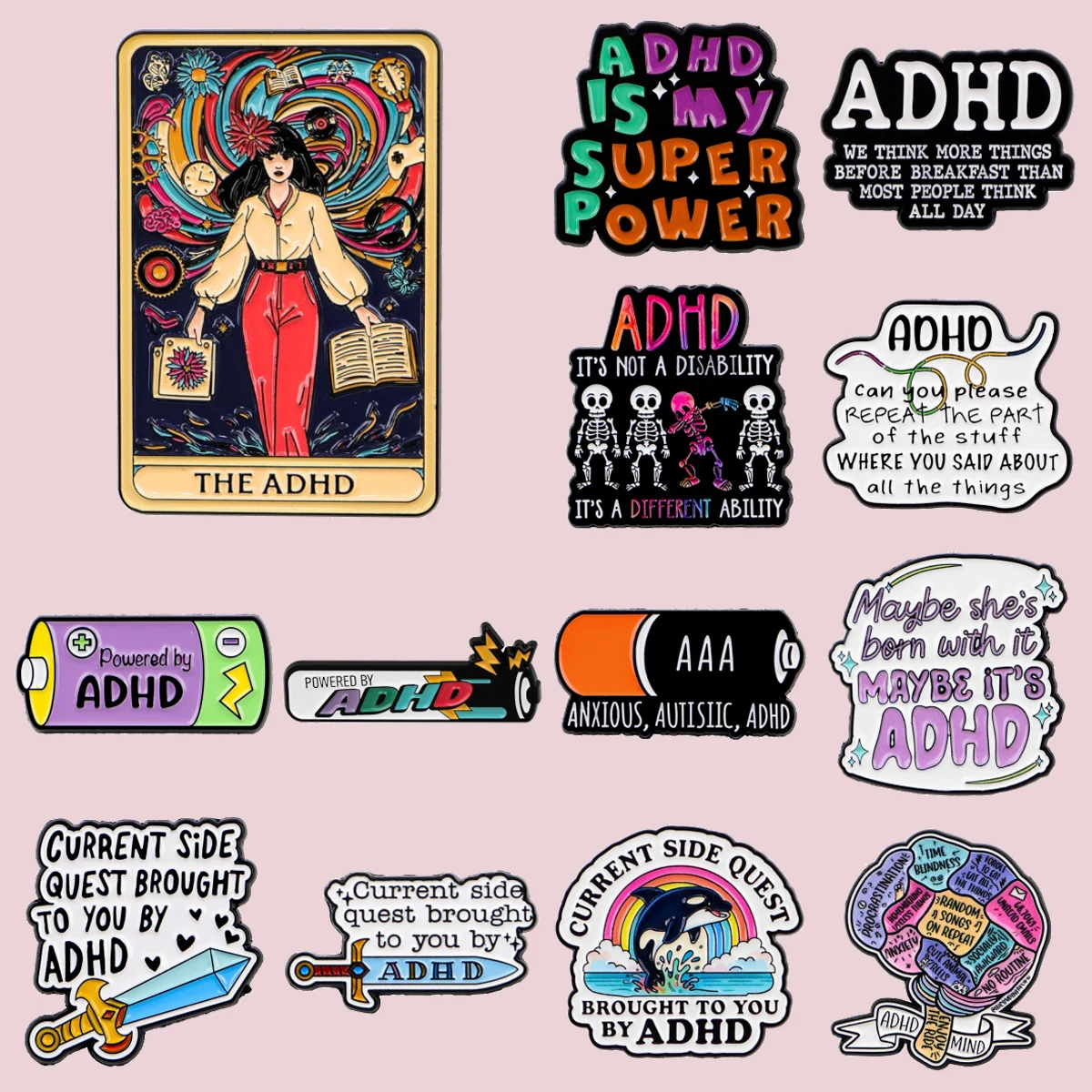ADHD Quote Enamel Brooches Mental Health Lapel Pin For Clothing Badges On Backpack Accessories Fashion Jewelry Gifts
ADHD Quote Enamel Brooches Mental Health Lapel Pin For Clothing Badges On Backpack Accessories Fashion Jewelry Gifts