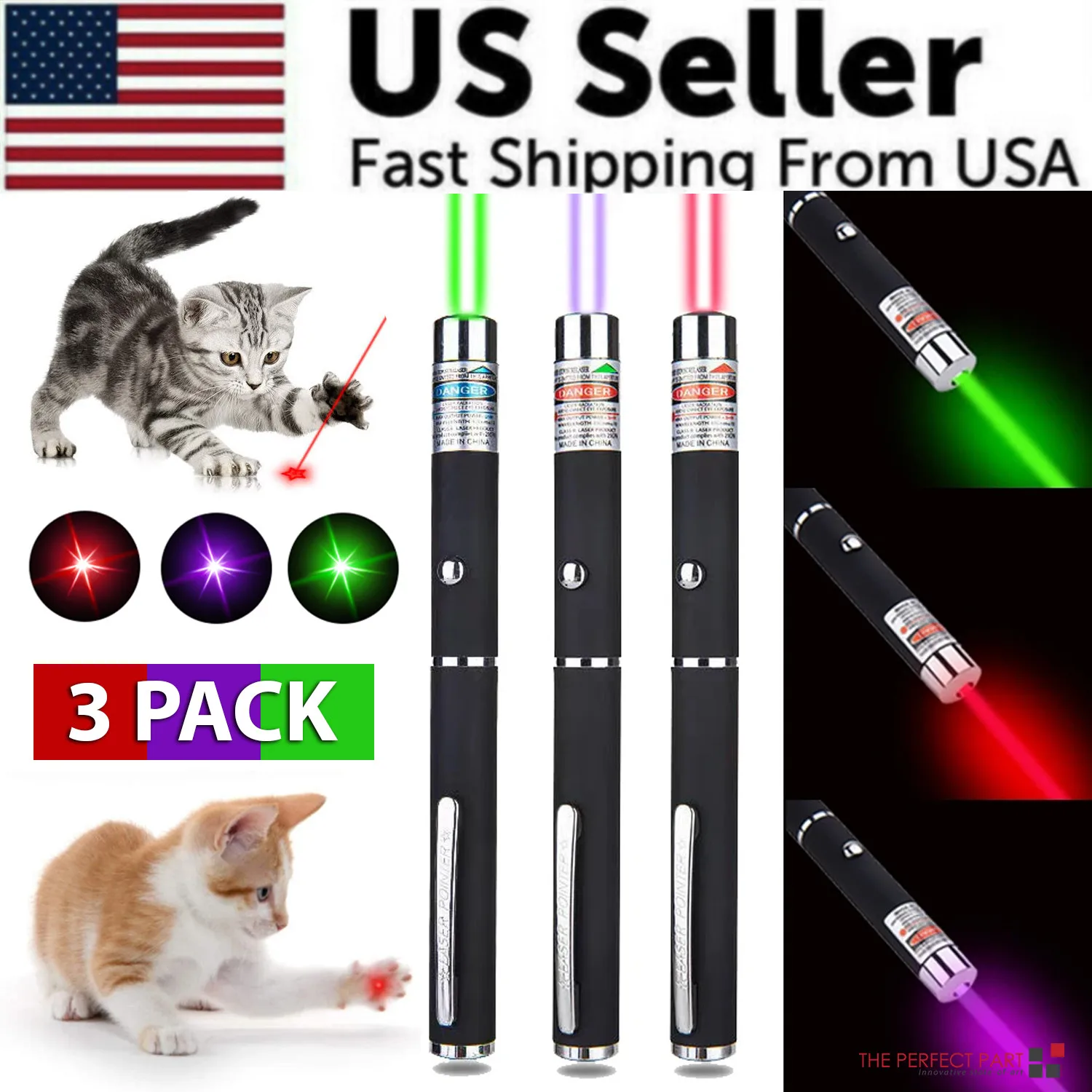 3 Packs 900Mile Laser Pointer Pen Green Blue Red Light Visible Beam Lazer
3 Packs 900Mile Laser Pointer Pen Green Blue Red Light Visible Beam Lazer