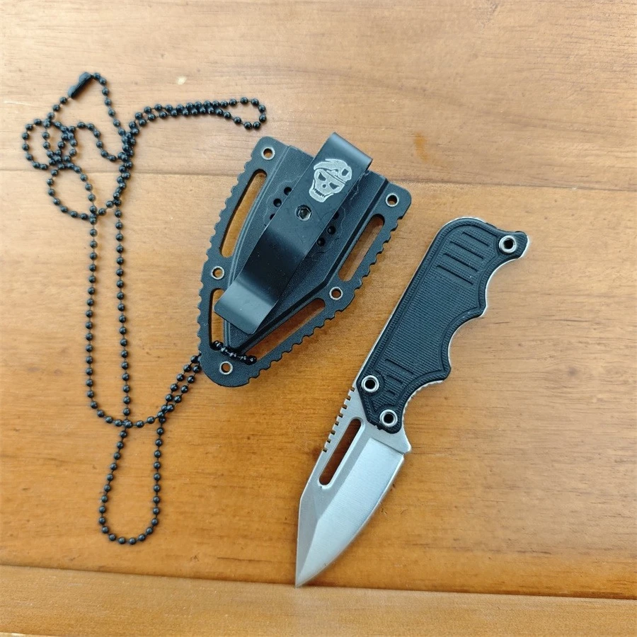 Suction Card Design Mini Black Fixed Knife with Sheath Knife Outdoor Tool Camping Fishing Straight Knife with Chain Gift for Men
Suction Card Design Mini Black Fixed Knife with Sheath Knife Outdoor Tool Camping Fishing Straight Knife with Chain Gift for Men