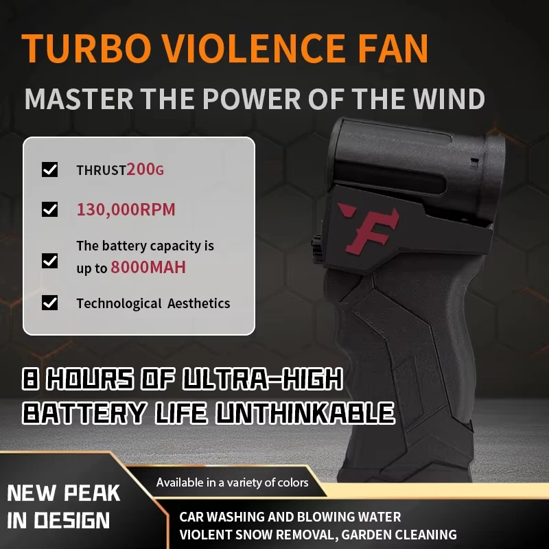 F3 130000RPM High Speed Violent Turbofan Dust Gun Brushless Motor Infinite Speed Regulation 8000mAh Handheld Dust Removal Blower
F3 130000RPM High Speed Violent Turbofan Dust Gun Brushless Motor Infinite Speed Regulation 8000mAh Handheld Dust Removal Blower