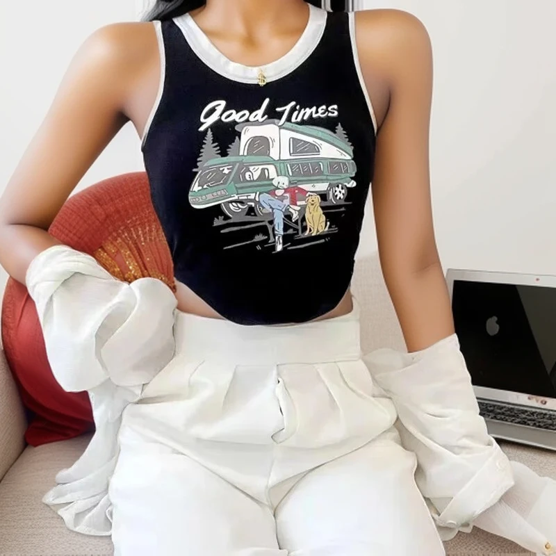 ITOOLIN Women Cartoon Printing Tank Tops With Padded Crop Tank Top Patchwork Cute Tops Y2K Sexy Irregular Camis For Women Summer
ITOOLIN Women Cartoon Printing Tank Tops With Padded Crop Tank Top Patchwork Cute Tops Y2K Sexy Irregular Camis For Women Summer