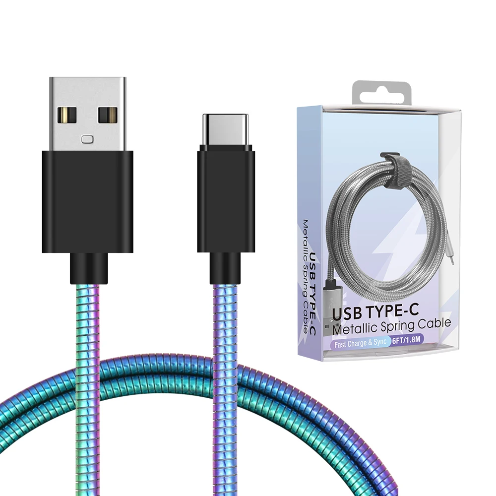 6FT Metal Spring Micro USB Cable Flexible Metallic USB Phone Charger Cable for iPhone 13 12 Pro Data Fast Charging USB C Cable
6FT Metal Spring Micro USB Cable Flexible Metallic USB Phone Charger Cable for iPhone 13 12 Pro Data Fast Charging USB C Cable