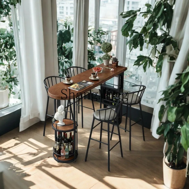 CL senior cafe casual high table and chair combination wrought iron solid wood partition table bar counter
CL senior cafe casual high table and chair combination wrought iron solid wood partition table bar counter