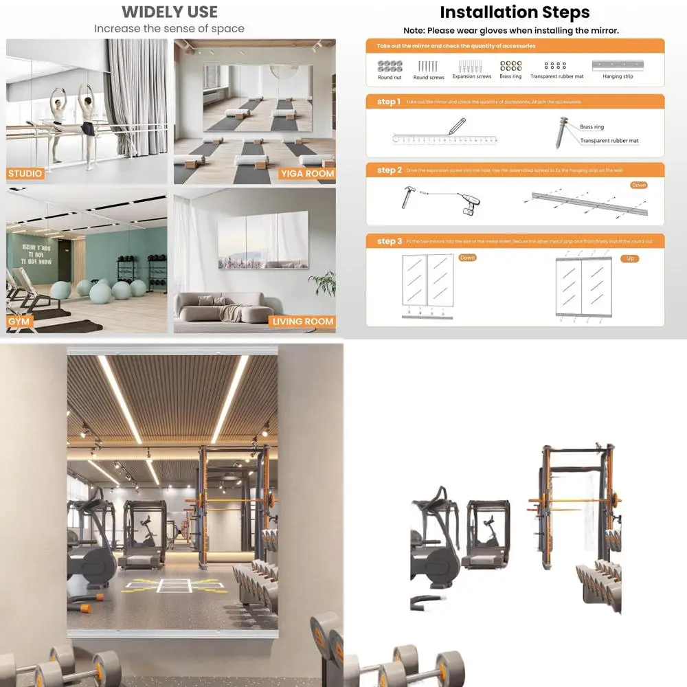 56x24 Inch Large Tempered Glass Wall-Mounted Mirror for Home Gym, Yoga, and Dance
56x24 Inch Large Tempered Glass Wall-Mounted Mirror for Home Gym, Yoga, and Dance