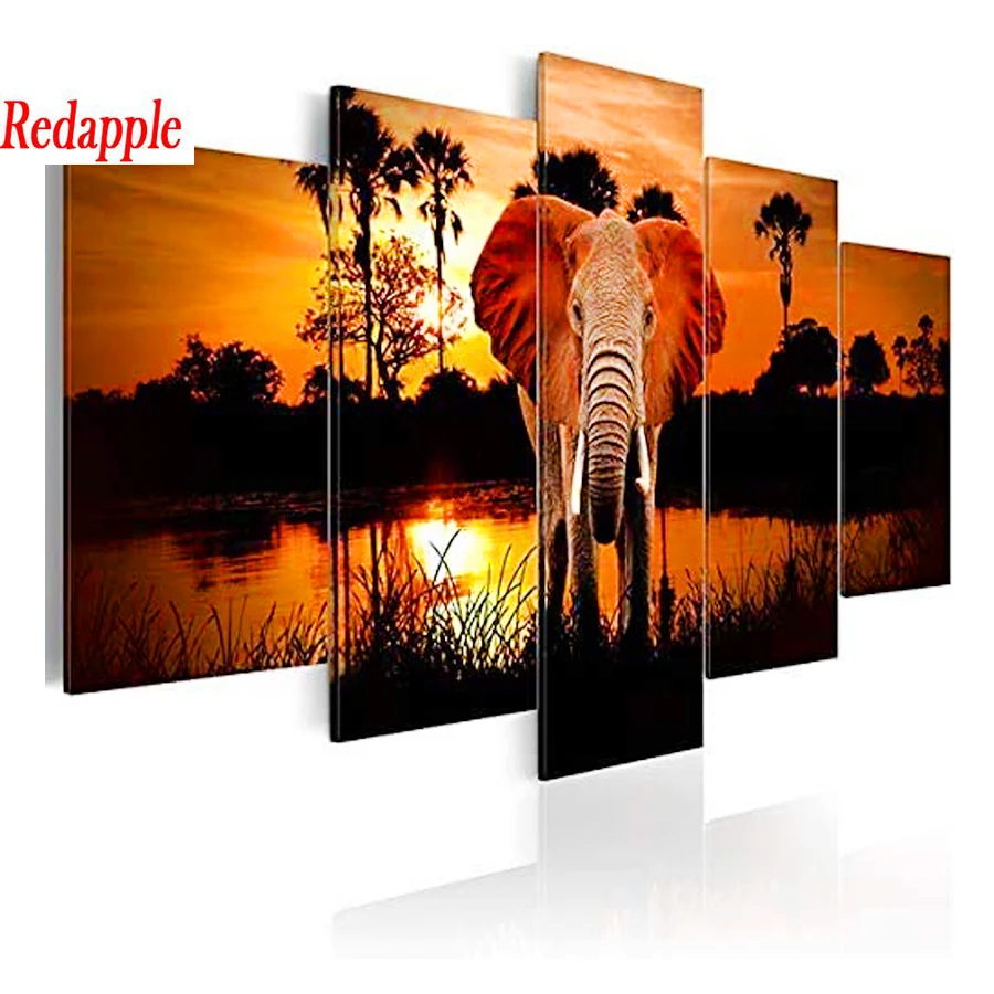 5 Panel African elephant 5d Diy Diamond Painting Cross Stitch Kits Diamond Multi-picture Mosaic sunset view Pattern wall Decor
5 Panel African elephant 5d Diy Diamond Painting Cross Stitch Kits Diamond Multi-picture Mosaic sunset view Pattern wall Decor