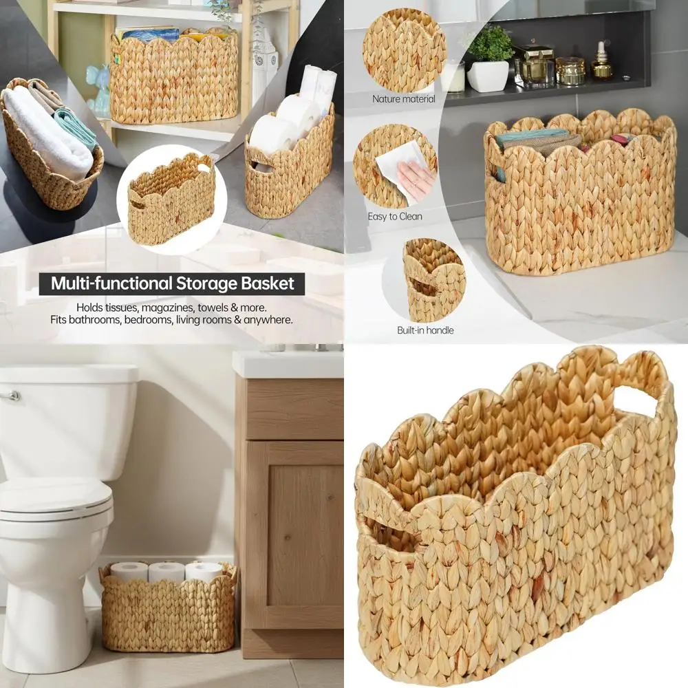 Toilet Paper Storage Basket,Scalloped Wicker Basket for Bathroom Organizers and Storage,Hand-Woven Rattan Bathroom Decor Accesso
Toilet Paper Storage Basket,Scalloped Wicker Basket for Bathroom Organizers and Storage,Hand-Woven Rattan Bathroom Decor Accesso