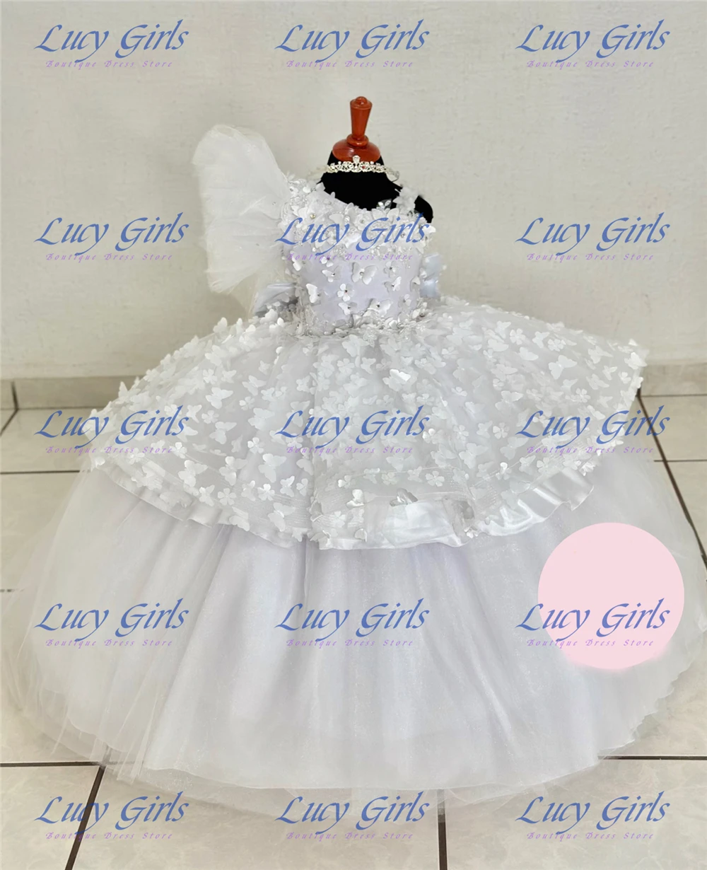 Lovely White Butterfly Applique Flower Girl Dress Blue Tulle Fluffy for Little Princess Wedding Birthday Party Evening Gowns
Lovely White Butterfly Applique Flower Girl Dress Blue Tulle Fluffy for Little Princess Wedding Birthday Party Evening Gowns